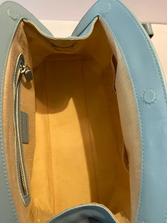 Authentic Christian Dior Floral Canvas Boston Bag Blue Leather Trim w/ Dust Bag - Picture 8 of 15